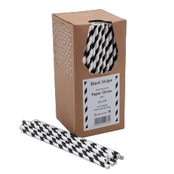 Pailles en papier rayées noir et blanc 20cm - Pack de 250 - La Maison du Barman