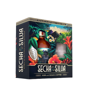 Coffret rhum ambré secha de la silva 40% 70cl +1 Verre