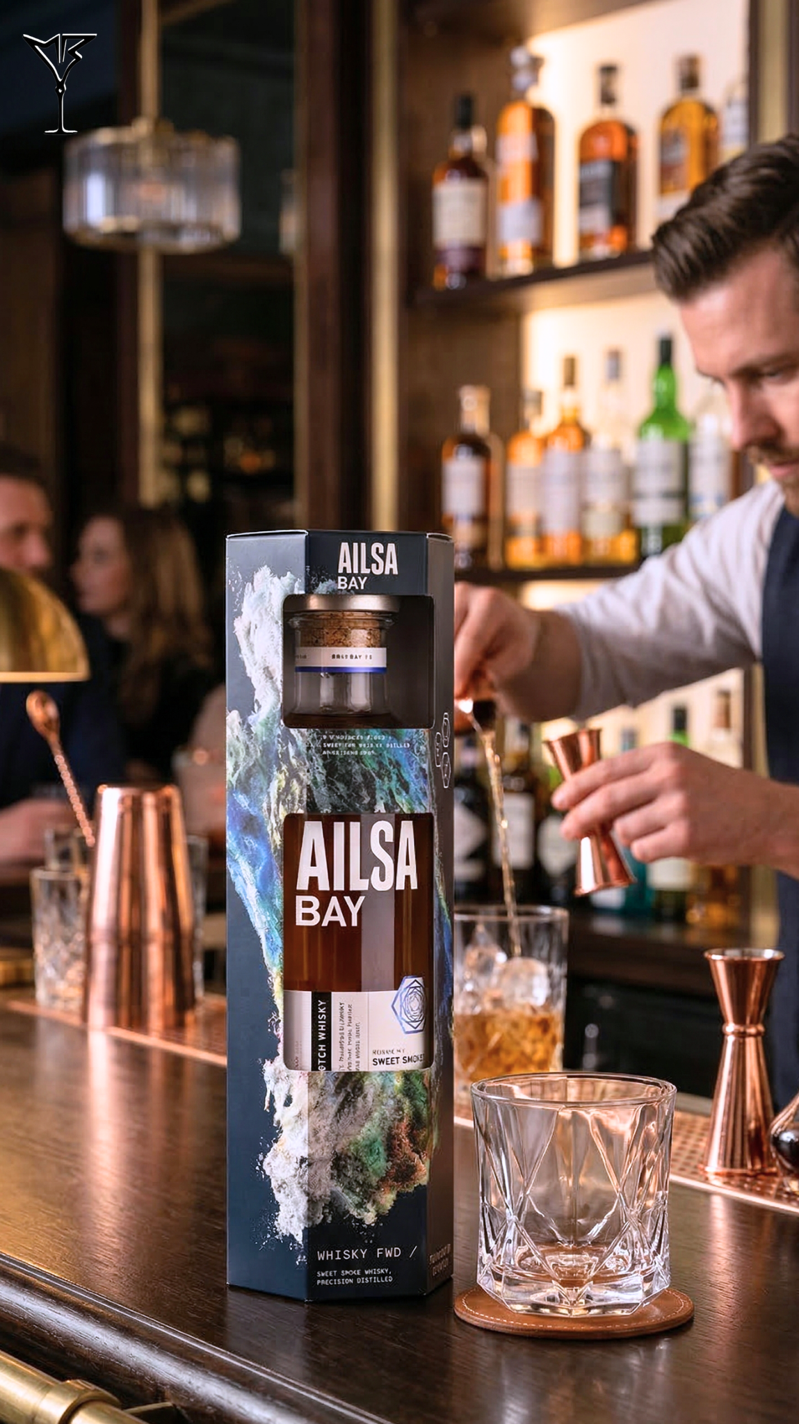 Coffret Whisky Ailsa Bay 1 Verre - Bouteille de single malt écossais tourbé et son verre de dégustation - La Maison du Barman