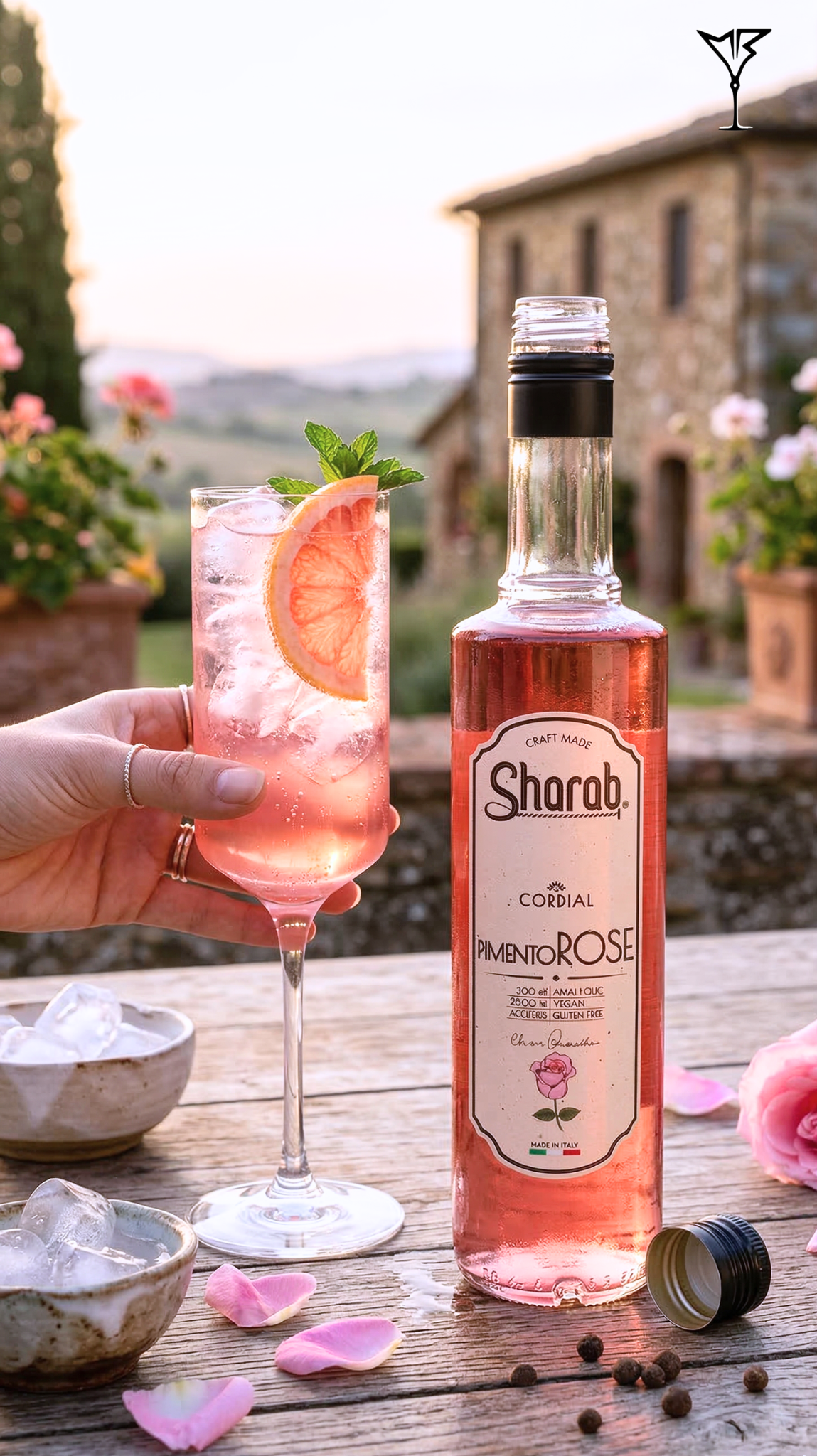 Cordial Sharab Piment Rose 500ml - Bouteille de sirop artisanal aux baies roses - La Maison du Barman