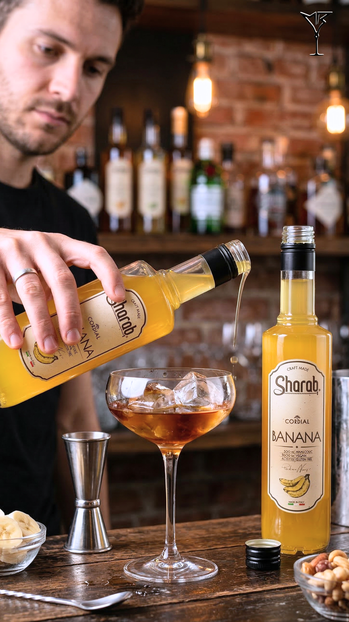 Cordial Sharab Banane 500ml - Bouteille de sirop artisanal à la banane - La Maison du Barman