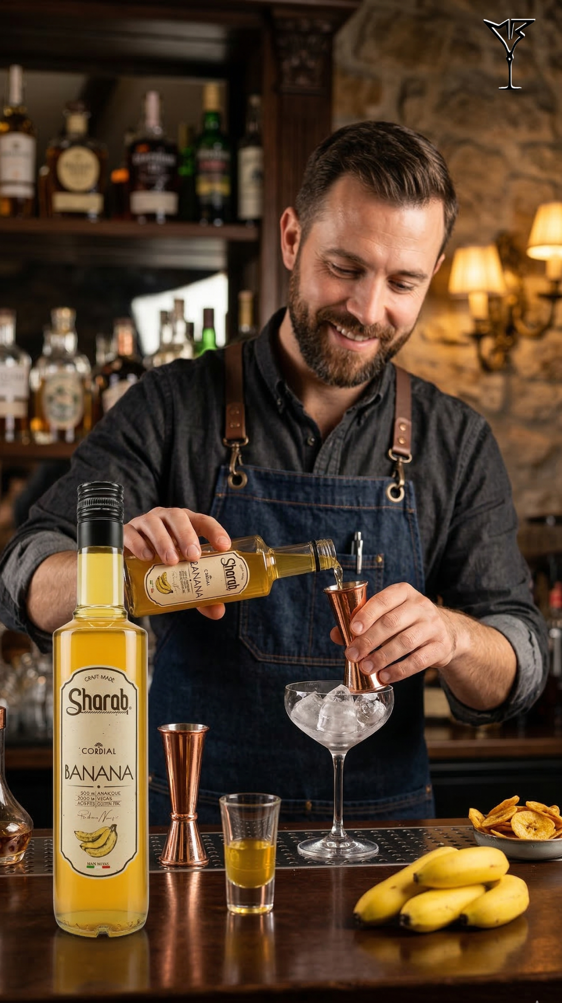 Cordial Sharab Banane 500ml - Bouteille de sirop artisanal à la banane - La Maison du Barman