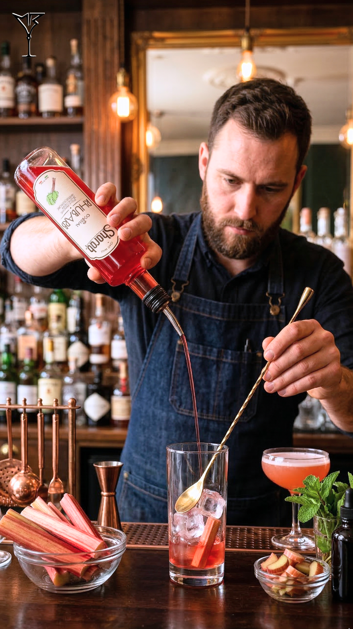 Cordial Sharab Rhubarbe 500ml - Bouteille de sirop artisanal à la rhubarbe - La Maison du Barman