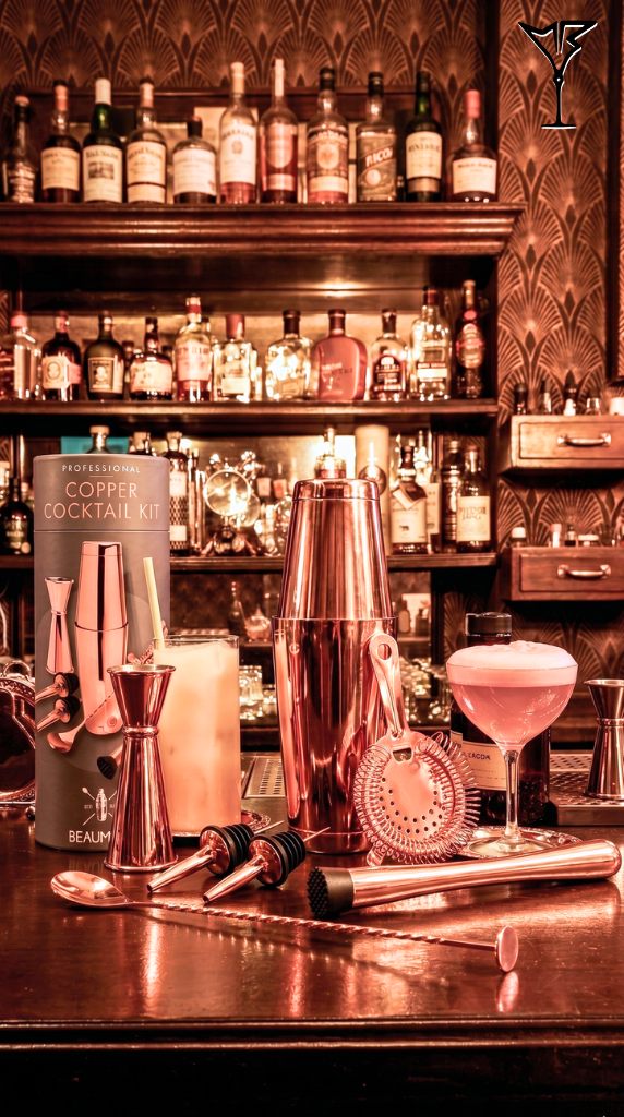 Kit Cocktail 8 Pièces Cuivre - Set Boston Shaker finition copper vintage - La Maison du Barman