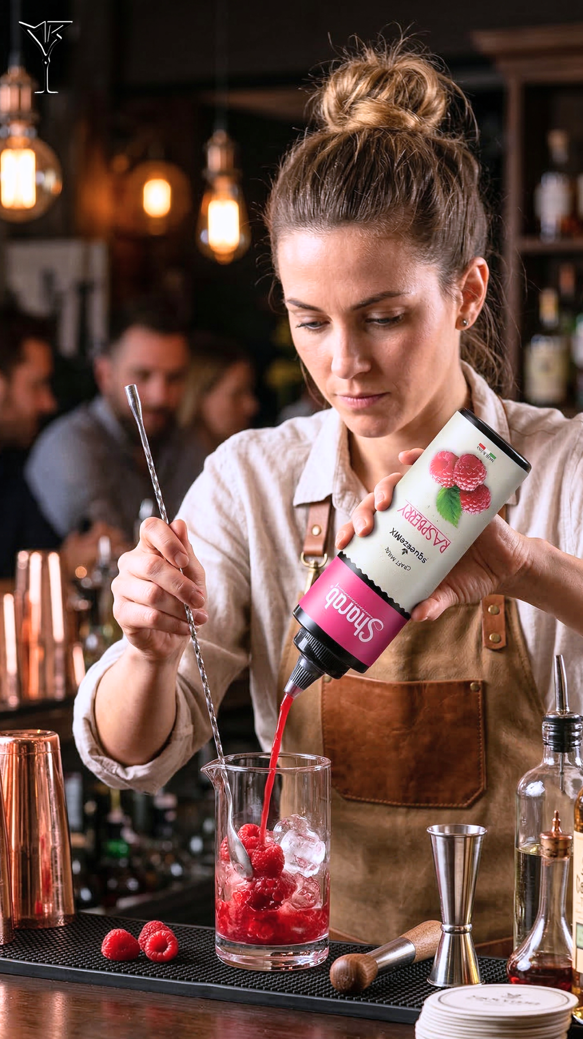 Purée Sharab Squeezer Framboise 400ml - Bouteille souple de purée à la framboise - La Maison du Barman