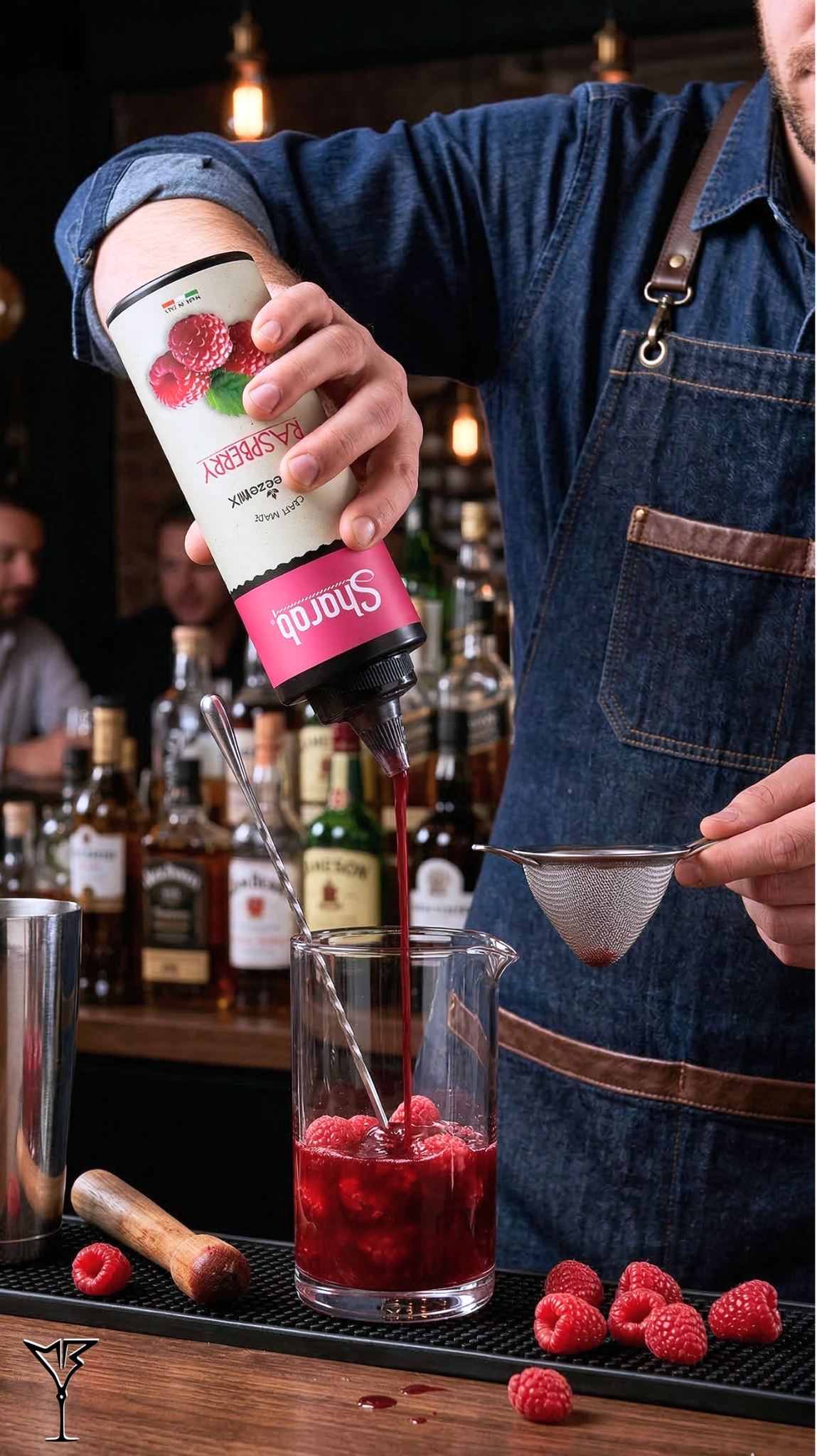 Purée Sharab Squeezer Framboise 400ml - Bouteille souple de purée à la framboise - La Maison du Barman