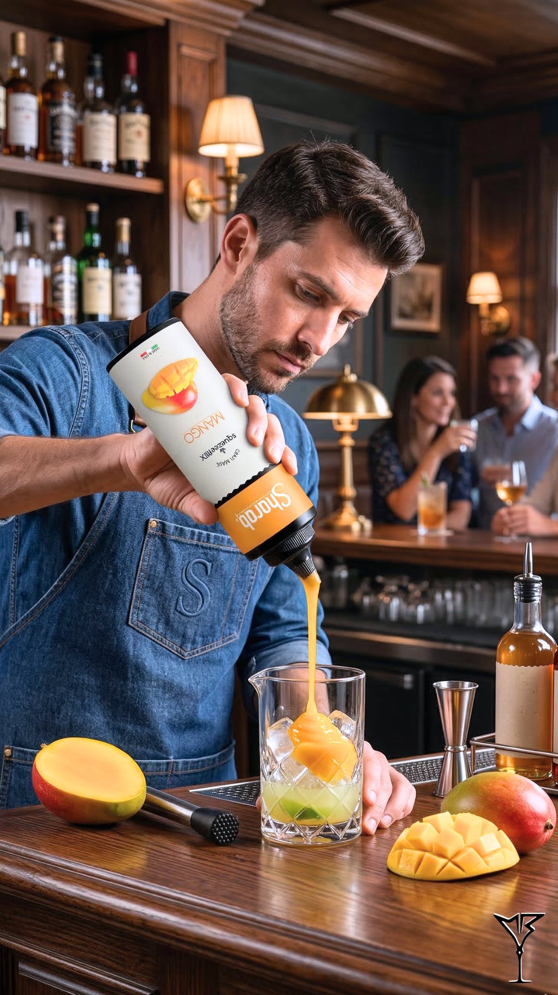 Purée Sharab Squeezer Mangue 400ml - Bouteille souple de purée à la mangue - La Maison du Barman