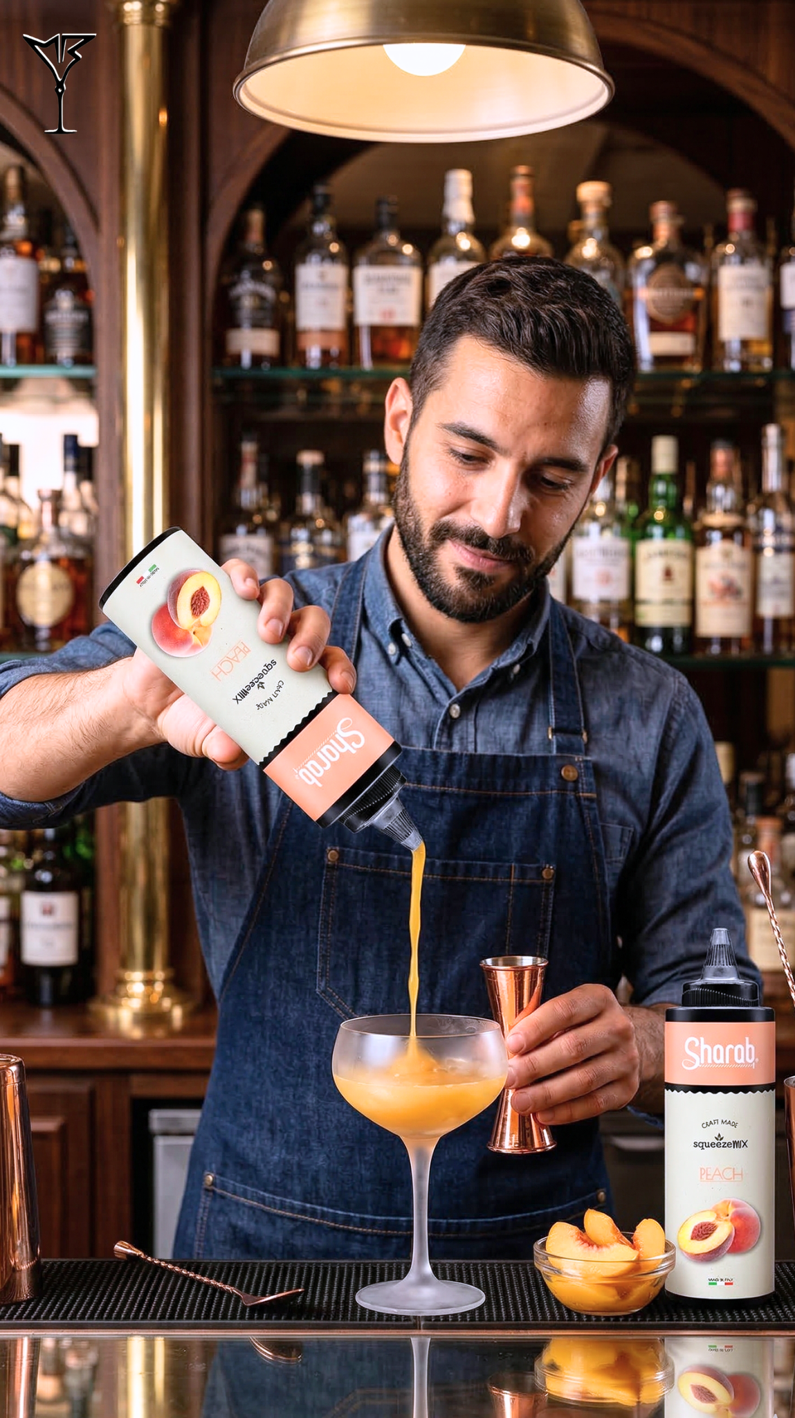 Purée Sharab Squeezer Pêche 400ml - Bouteille souple de purée à la pêche - La Maison du Barman