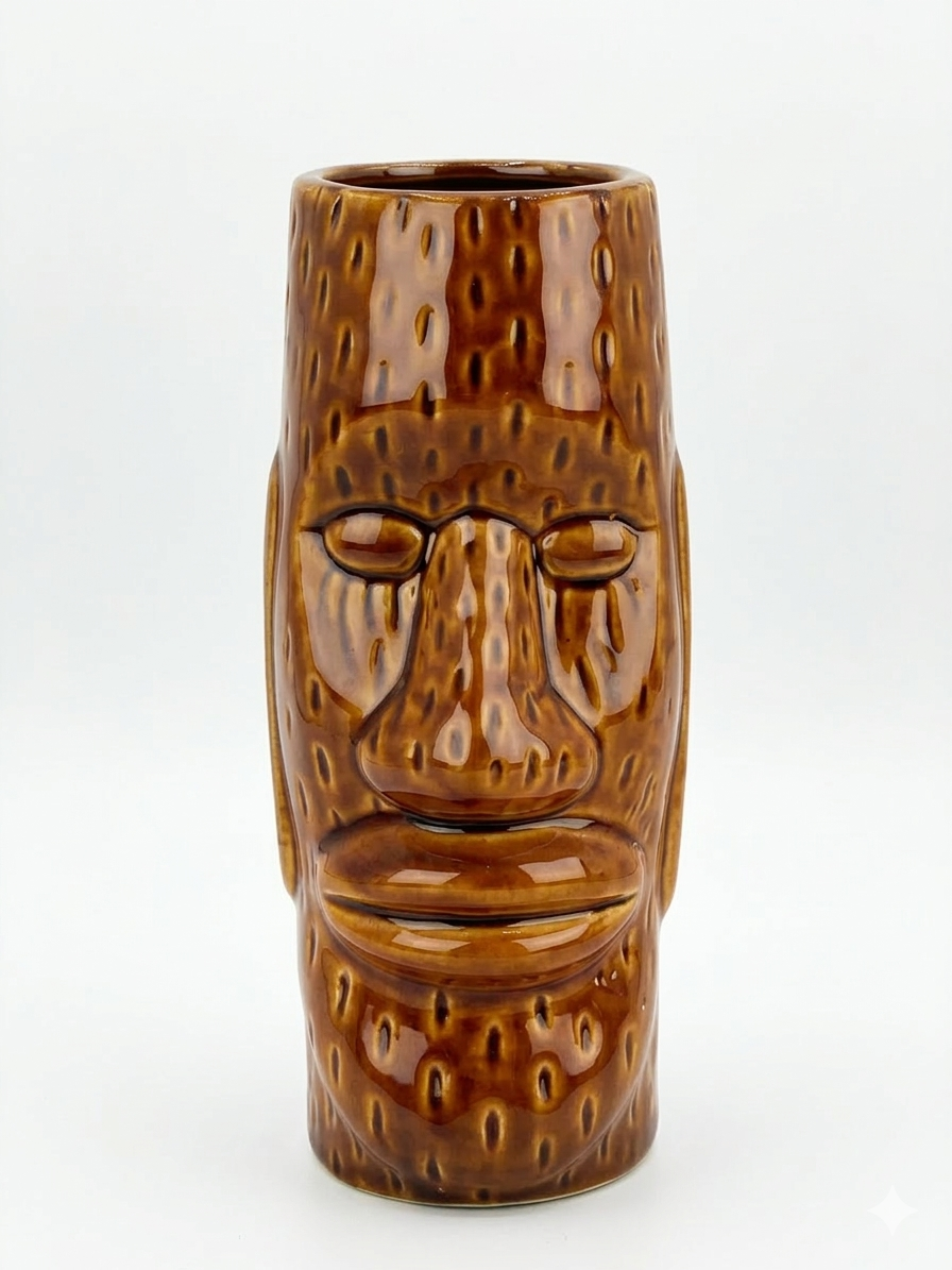 Mug tiki Île de Pâques en céramique - Verre à cocktail original en forme de statue Moaï - La Maison du Barman