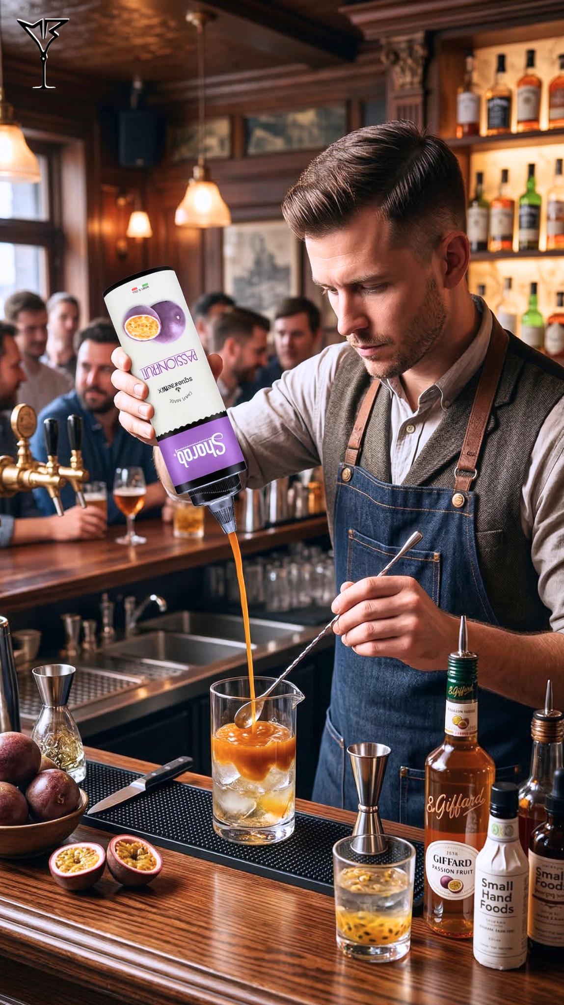 Purée Sharab Squeezer Fruit de la Passion 400ml - Bouteille souple de purée au fruit de la passion - La Maison du Barman