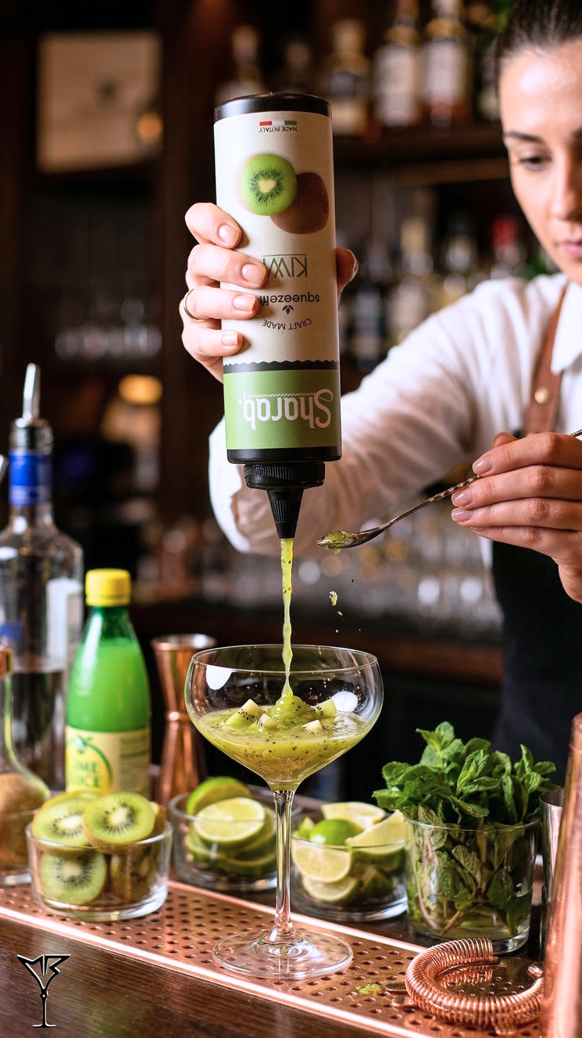 Purée Sharab Squeezer Kiwi 400ml - Bouteille souple de purée au kiwi - La Maison du Barman