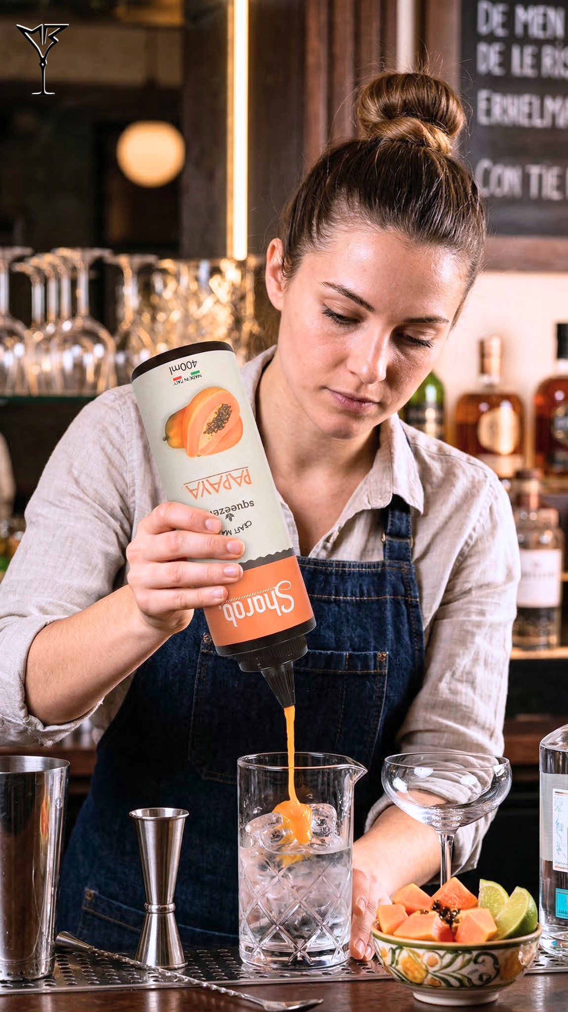 Purée Sharab Squeezemix Papaye 400ml - Bouteille souple de purée à la papaye - La Maison du Barman