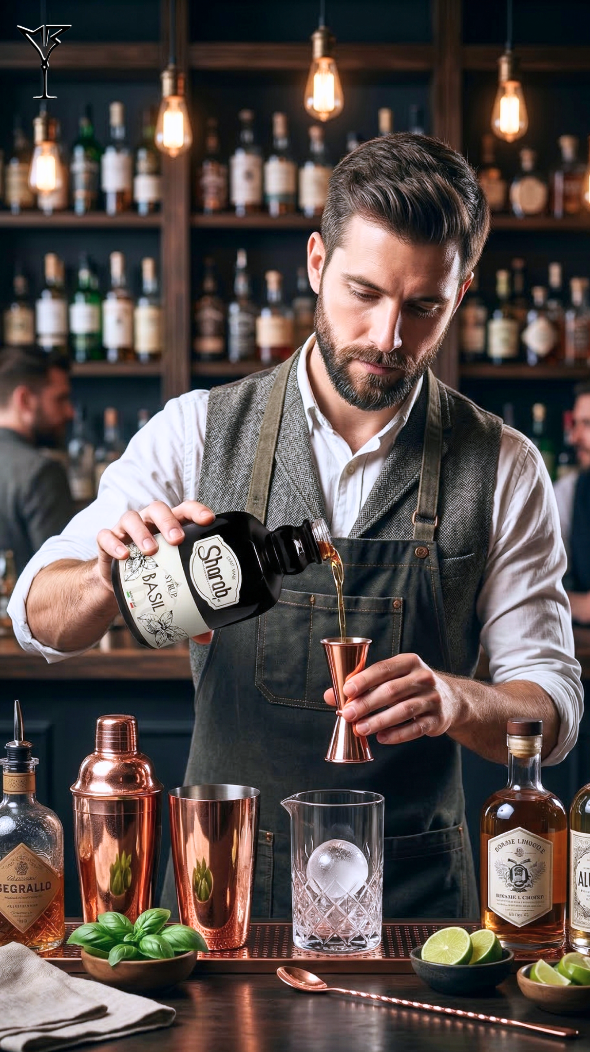 Sirop Sharab Basilic 500ml - Bouteille de sirop artisanal au basilic - La Maison du Barman