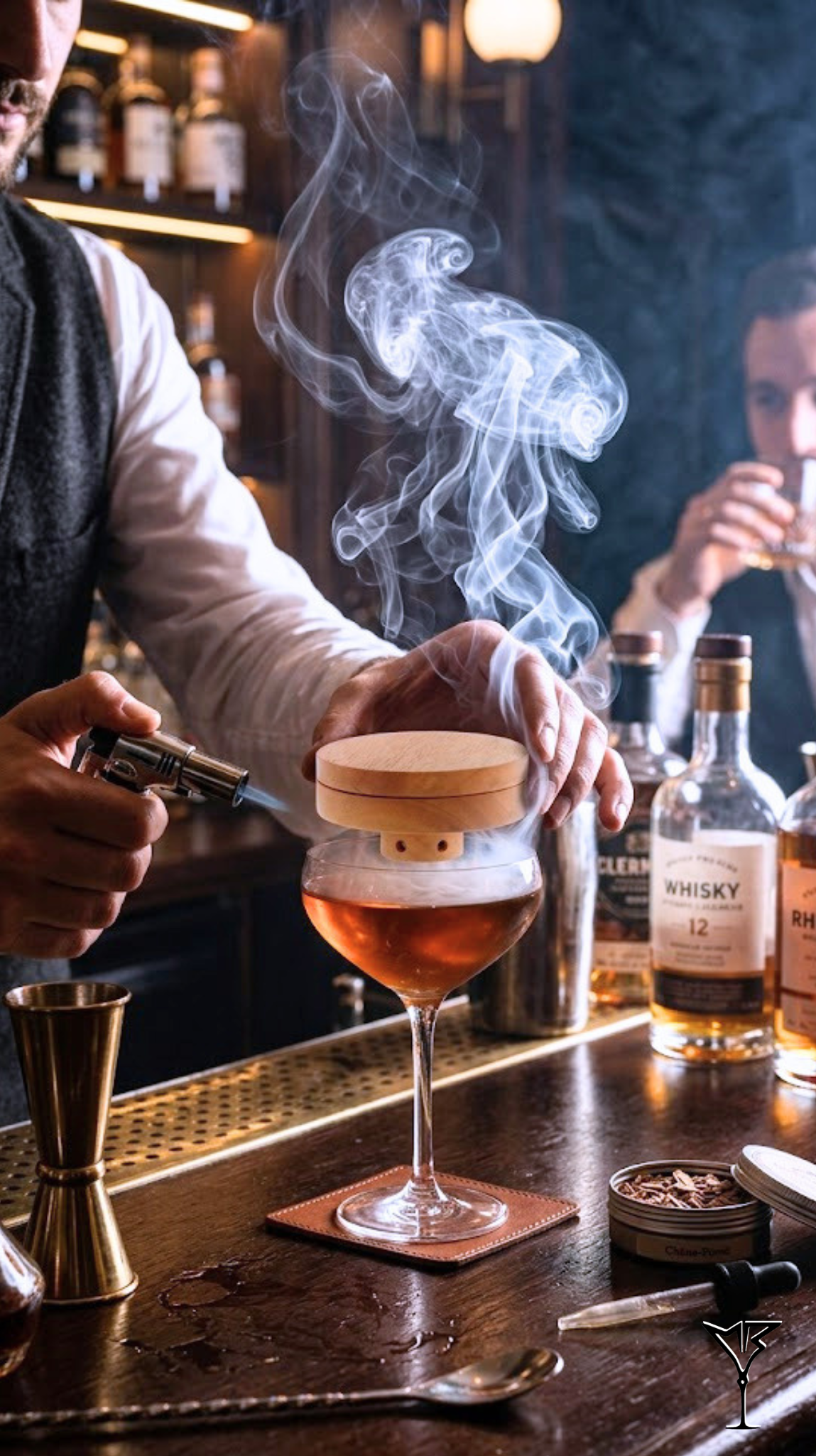 Fumoir Cocktail Smoking Round - Accessoire rond en bois pour fumer les cocktails - La Maison du Barman