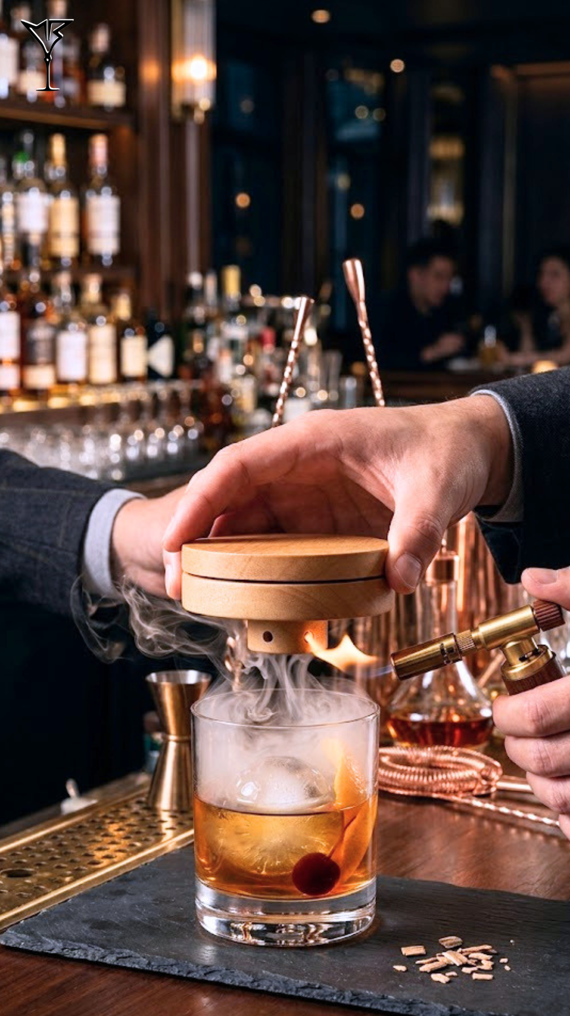 Fumoir Cocktail Smoking Round - Accessoire rond en bois pour fumer les cocktails - La Maison du Barman