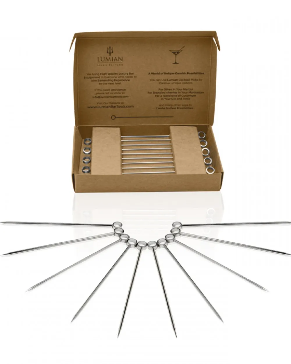 Cocktail Picks Silver Lumian - Pics à cocktail acier inox 10 pièces - La Maison du Barman