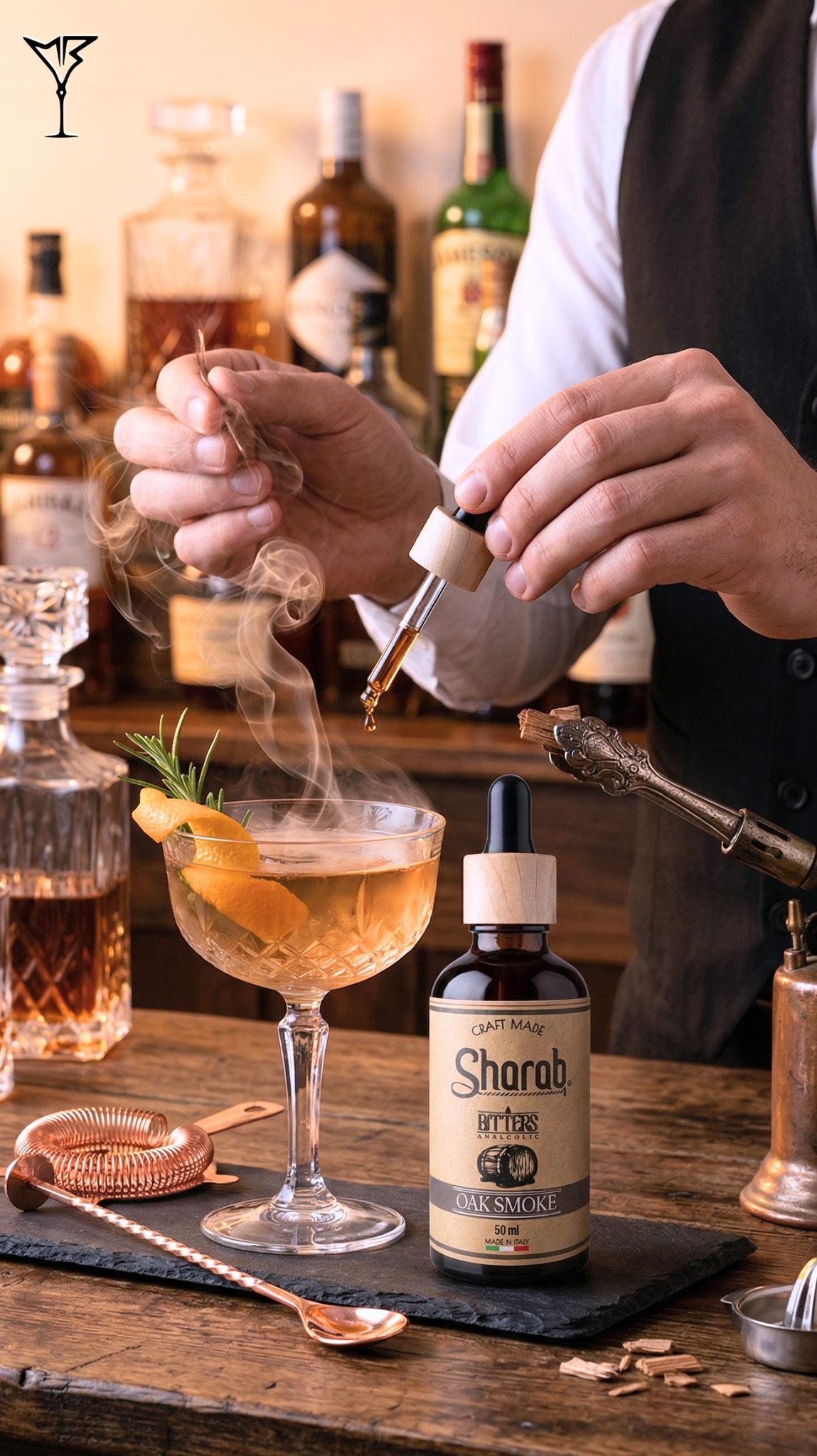Bitter Sharab Oak Smoke 50ml - Flacon de bitter artisanal à la fumée de chêne - La Maison du Barman
