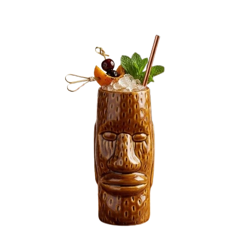 Mug Tiki Île de Pâques - Verre à cocktail exotique en céramique forme statue Moaï - La Maison du Barman