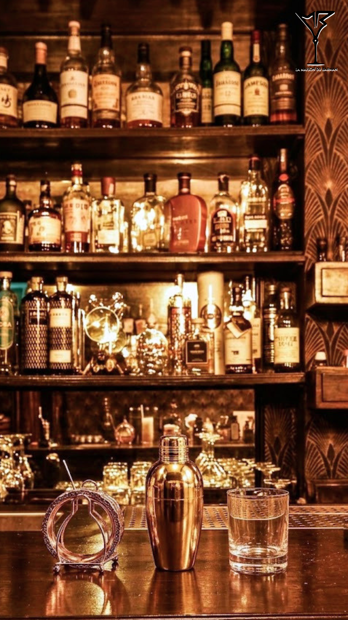 Shaker Kryos Cobbler Or 480ml - Shaker à cocktail 3 pièces finition dorée - La Maison du Barman