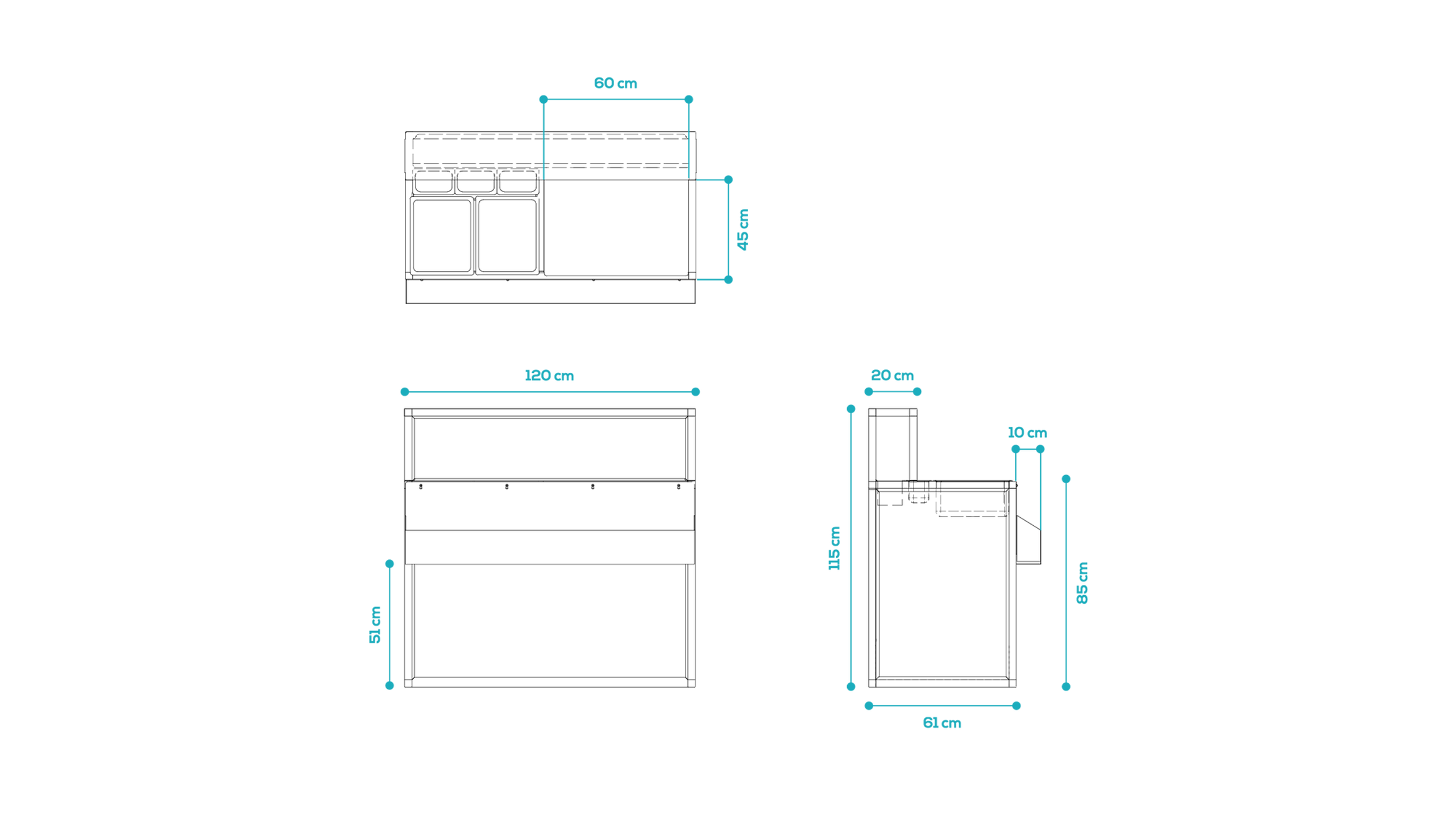 TITANO 120 - d'Extérieur 120 cm (Bar Station)