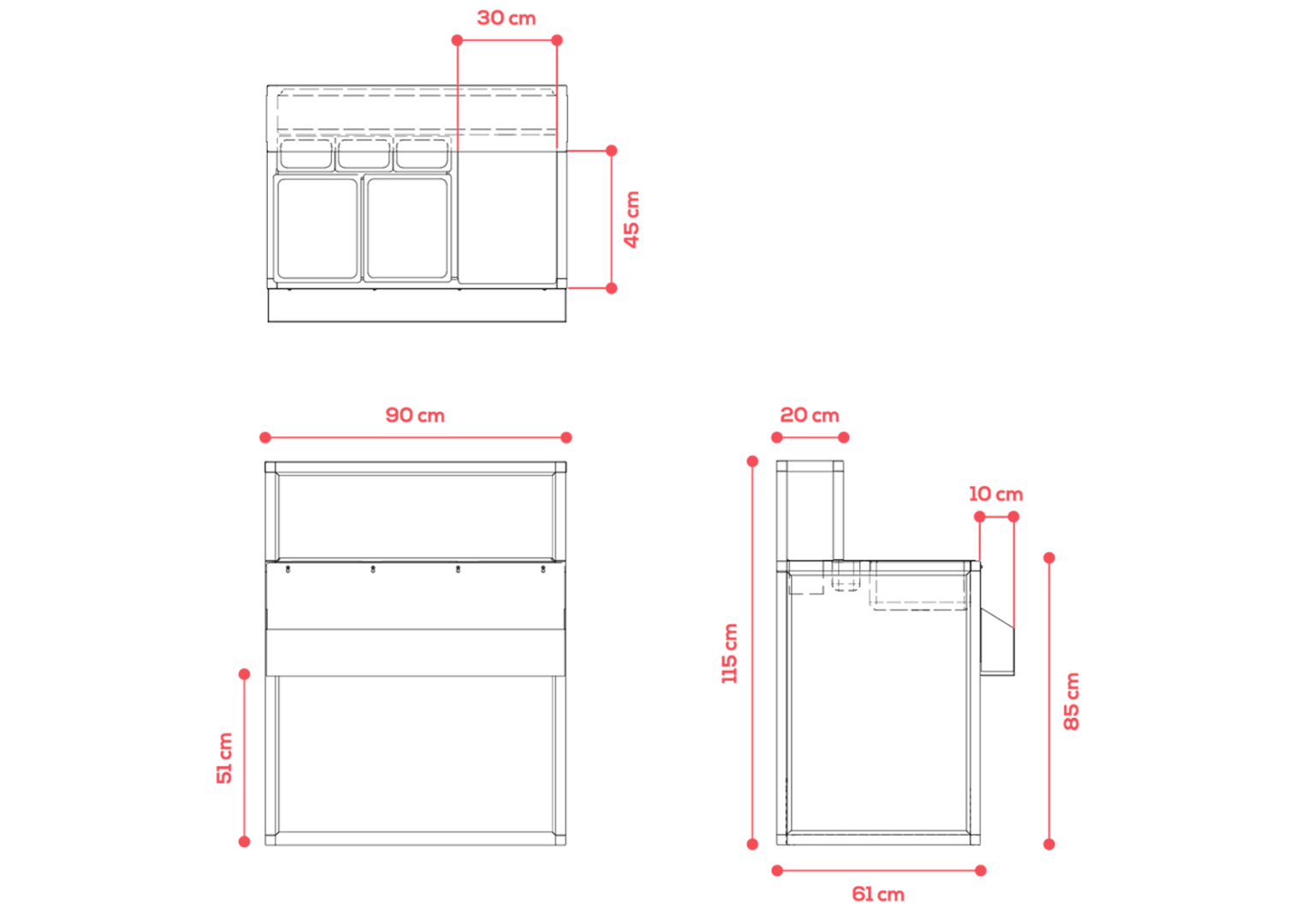 Station de bar Mobile Omega 90 cm (Portable Bar) - Station Deus